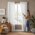 Eclipse White Woven Blackout Thermaliner Panel 54x92 by Vanessa Jane