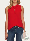 CeCe Ruffled Mock-Neck Sleeveless Top,Size XXS by Vanessa Jane
