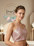 Lulus Live the Night Dusty Rose Satin Ruched Halter Crop Top, Size Large by Vanessa Jane