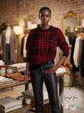 Aqua Plaid Crewneck Sweater by Vanessa Jane