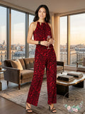 Thalia Sodi Cheetah-Print Chain-Neck Jumpsuit, Size Small by Vanessa Jane