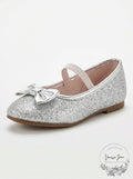 Kids Carters Girls Bigbow5 Fabric Pull On Ballet, Silver, Size Toddler 6.0 by Vanessa Jane