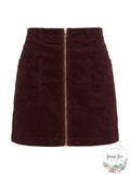 1.State Corduroy Zip-Front Mini Skirt, Size 4 by Vanessa Jane