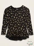 Epic Threads Big Girls Dot-Print Peplum Top, Black, Size Medium by Vanessa Jane