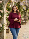 Style & Co Womens Plus Ribbed Trim Ruffled Pullover Sweater by Vanessa Jane