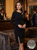 DKNY Womens Beaded Cutout Crepe Sheath Dress-Black, Size 2 by Vanessa Jane