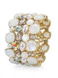 Inc Gold-Tone Stone and Crystal Cluster Stretch Bracelet by Vanessa Jane