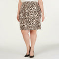 Bar III Skirt Black Zippered Animal Above the Knee Pencil, Size 2X by Vanessa Jane