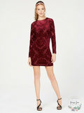 B.Darlin Dresses junior Velvet-Print Solid Sheath Dress, Size 0 by Vanessa Jane