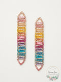 Zenzii Gold-Tone Multicolor Ombre Crystal Linear Drop Earrings – Pink/Yellow by Vanessa Jane