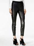 Bar III Womens Faux Leather Mixed Media Ankle Pants, Size X-Small by Vanessa Jane