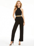 Teeze Me Juniors' Glitter-Waist Jumpsuit Black, Size 3 by Vanessa Jane