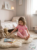 MJC International Girls Love-a-Lot Bear Stripe Pajama Toddler Set, Size 4T by Vanessa Jane