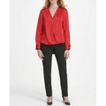 Dkny Hammered Satin Twist-Front Blouse, Size Medium by Vanessa Jane