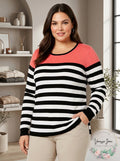 Calvin Klein Plus Size Colorblocked Striped Sweater, Size XL by Vanessa Jane