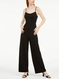 Teeze Me Womens Black Spaghetti Strap Scoop Neck Jumpsuit, Size 3/4 by Vanessa Jane