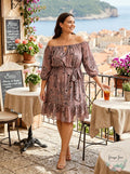 City Chic Trendy Plus Size Printed Off-The-Shoulder Peasant Dress, Size 20W by Vanessa Jane