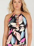 Hula Honey Juniors Jungle Printed High-Neck Halter Tankini Top, Size Medium by Vanessa Jane