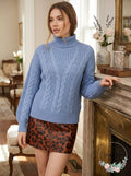 Crave Fame Juniors Turtleneck Cable Knit Sweater, Size XL by Vanessa Jane