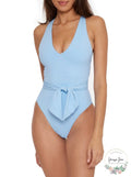 Becca by Rebecca Virtue Tie Waist One Piece Swimsuit, Size Medium by Vanessa Jane