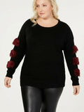 Say What? Trendy Plus Size Faux-Fur Trim Sweater, Size 1X by Vanessa Jane