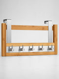 Toilette Products Bamboo and Stainless Steel Towel Door Hooks, 5 Hooks by Vanessa Jane