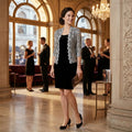 Jessica Howard Womens Velvet Party Dress with Jacket, Black/Silver, Size 6 by Vanessa Jane