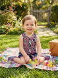 Limited Too Baby Girls 2 Piece Printed Blouse and Flap Denim Short, Size 12 MO by Vanessa Jane