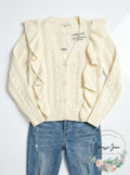 Elan Ruffle Trim Cardigan, Size Large by Vanessa Jane