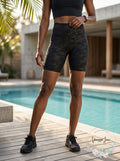 Hue Sleek Effects High Rise Bike Shorts, Size Medium by Vanessa Jane