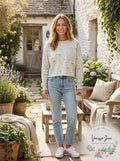 Circle X All Over Floral Sweatshirt Oatmeal, Size Large by Vanessa Jane
