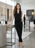 Bar III Women's Sleeveless Draped Jumpsuit, Black, Size Small by Vanessa Jane