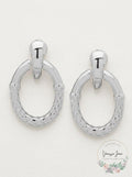 Anne Klein Silver-Tone Basket Weave Textured Doorknocker Clip-on Drop Earrings by Vanessa Jane