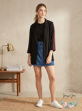 Almost Famous Juniors Stripe-Sleeved Jacket, Size Medium by Vanessa Jane