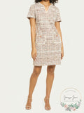 Connected Apparel Tweed Pocket Detail Dress, Size 8 by Vanessa Jane