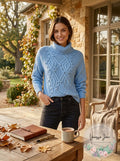 Cliche Womens Blue Long Sleeve Turtle Neck Sweater M by Vanessa Jane