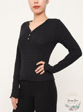 Derek Heart Juniors Striped Henley Top, Size Large by Vanessa Jane