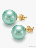 Charter Club Gold Tone- Imitation Pearl Stud Earrings Aqua by Vanessa Jane