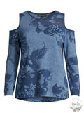 INC International Concepts Cotton Printed Cold Shoulder Sweater, Size XXL by Vanessa Jane