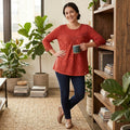 NY Collection Women's Lace-Front Top, Size Medium by Vanessa Jane