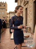 Aqua Lace Illusion Dress - Navy, Size Small by Vanessa Jane