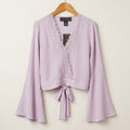 Polly and Esther Juniors Lace Trim Surplice Top, Size Large by Vanessa Jane