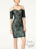 Sequin Hearts Womens Juniors Lace Mini Cocktail Dress Green, Size 5 by Vanessa Jane