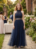 Say Yes to the Prom Juniors Rhinestone Applique Top, Navy, Size 13 by Vanessa Jane