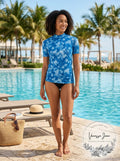 Kanu Surf Women's Plus-Size UPF 50+ Active Rash guard & Workout Top, Blue, 1X by Vanessa Jane