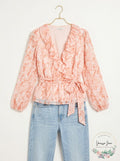 Bar Iii Ditsy Puff-Sleeve Wrap Top, Size Medium by Vanessa Jane