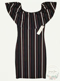 Juniors Almost Famous Striped Off The Shoulder Sheath Dress, Size Large by Vanessa Jane