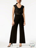 Connected Glitter Illusion Wide-Leg Jumpsuit, Size 10 by Vanessa Jane