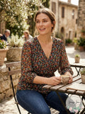 Notes Du Nord Womens Neeve Floral Print V-Neck Wrap Top, Size 8 by Vanessa Jane