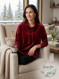Calvin Klein Velour Cowl Neck Drawstring Performance Sweatshirt by Vanessa Jane